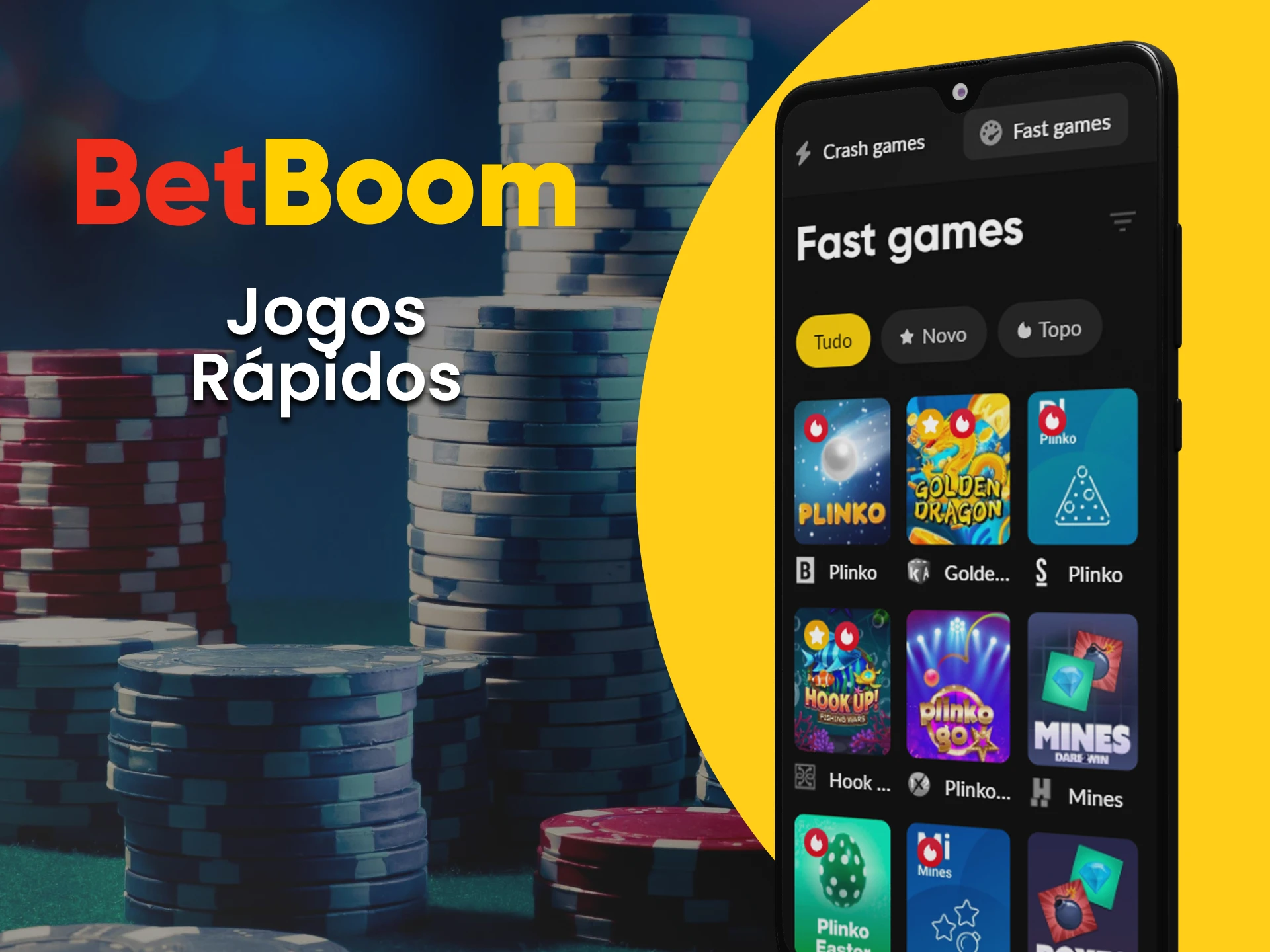 No aplicativo Betboom você pode jogar jogos rápidos.