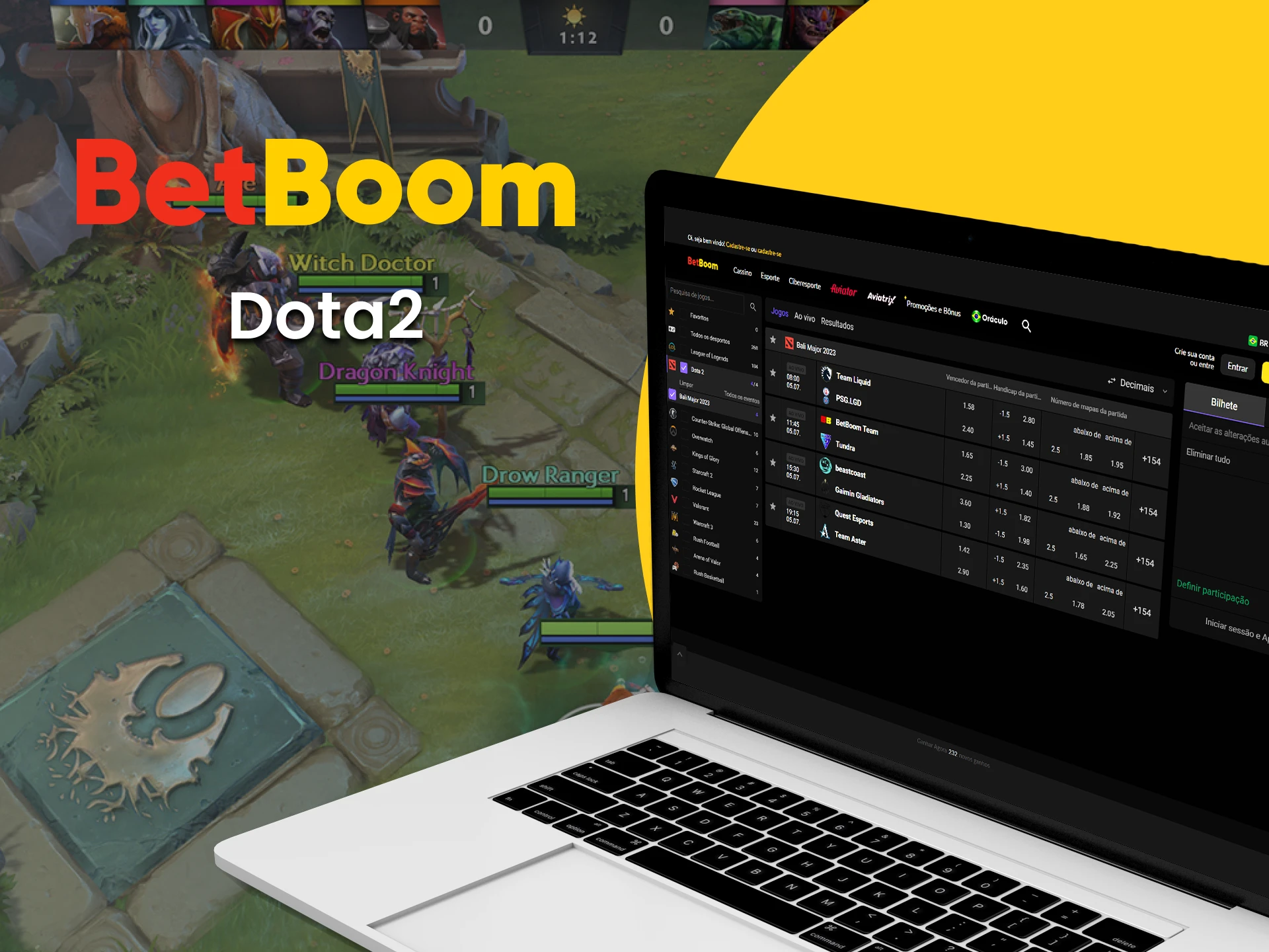 Para apostas em e-sports, escolha Dota 2 da Betboom.