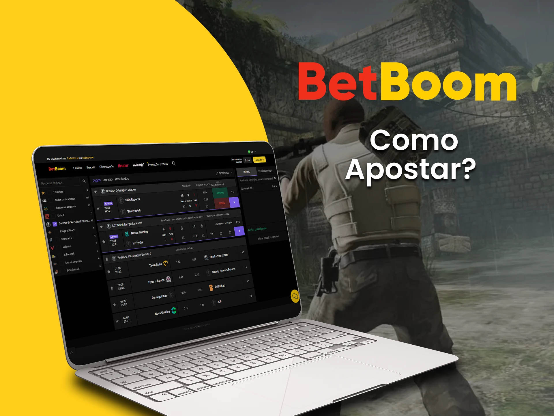 Diremos a você como apostar no CS:GO do BetBoom Brasil.