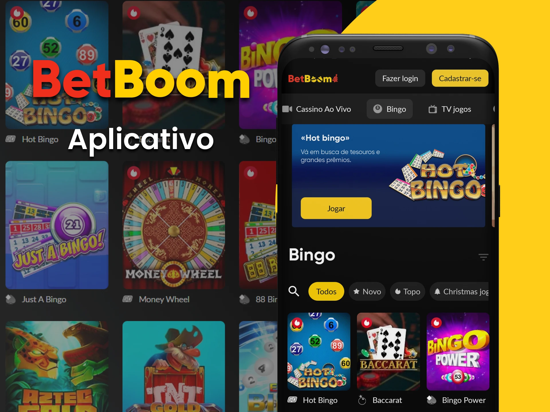 Para jogar Bingo, escolha o aplicativo do BetBoom.