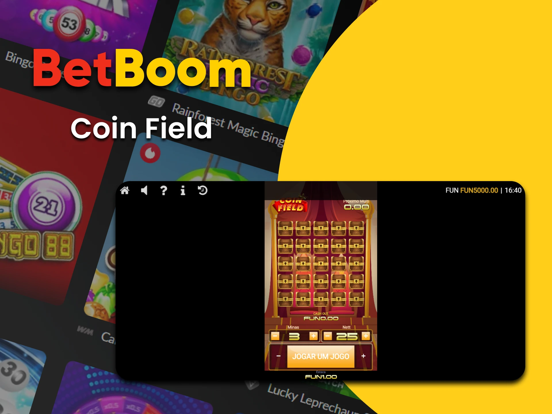 Vá para a seção Bingo do BetBoom para jogar Coin Field.