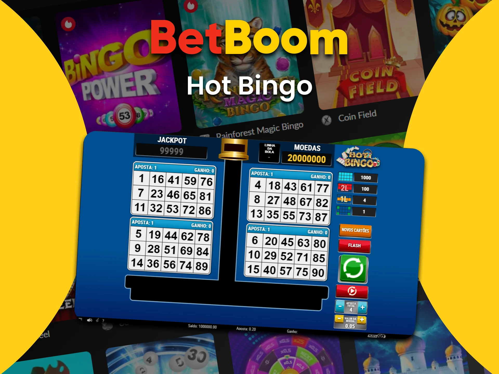 Para jogar Bingo, escolha Hot Bingo no BetBoom.
