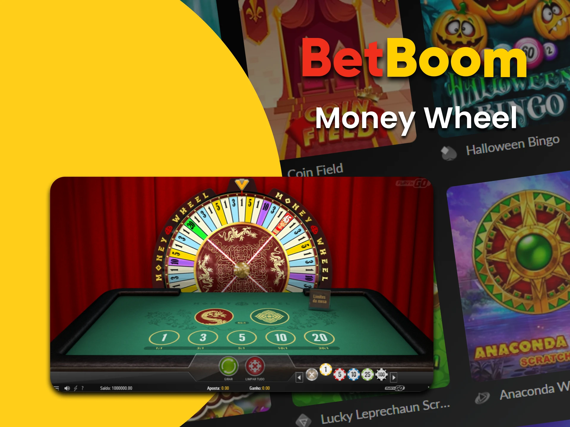 Para jogar Bingo, escolha Money Wheel no BetBoom.