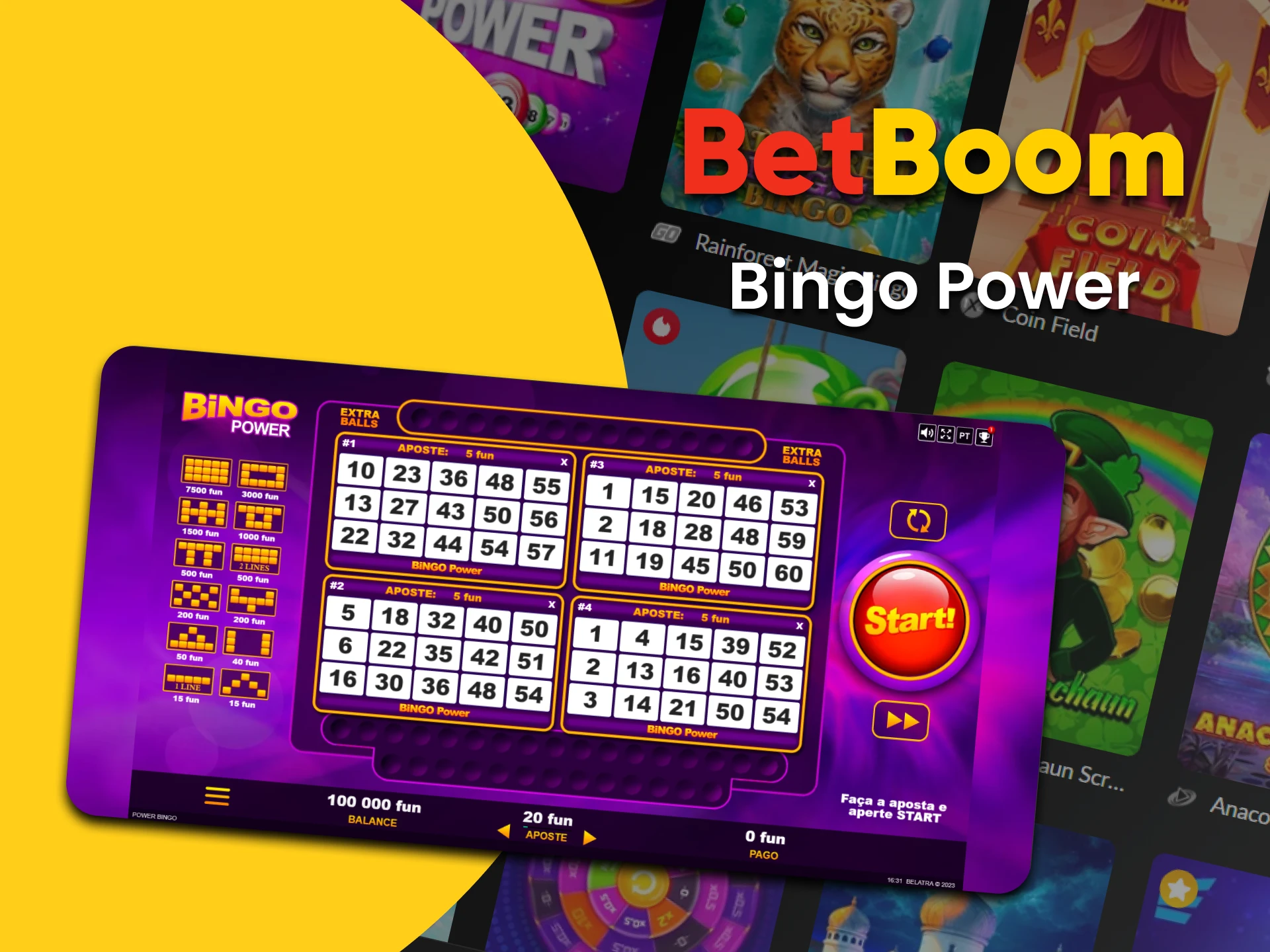 Vá para a seção Bingo do BetBoom para jogar Bingo Power.
