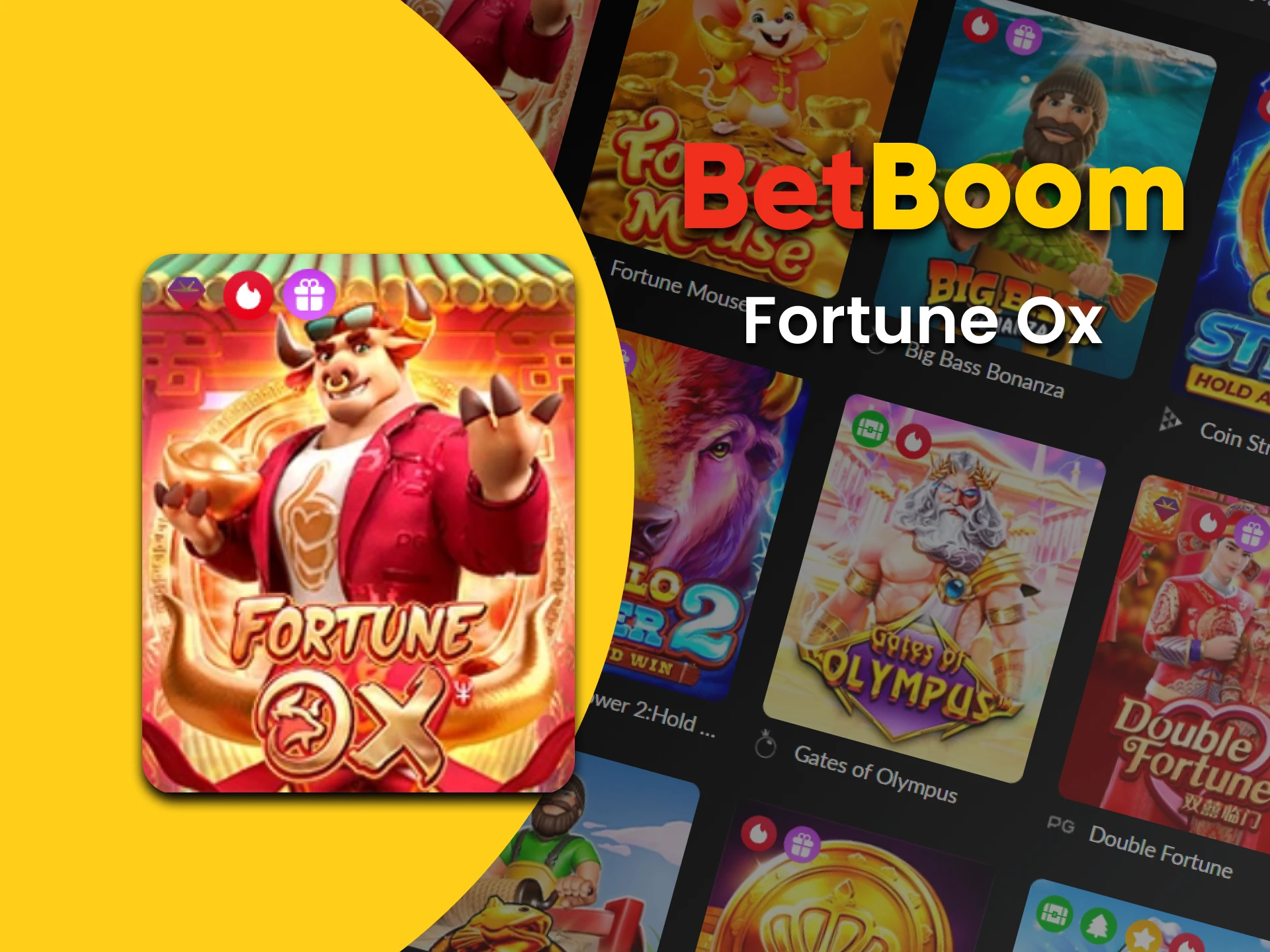 Vá para a seção de slots no BetBoom para jogar Fortune Ox.