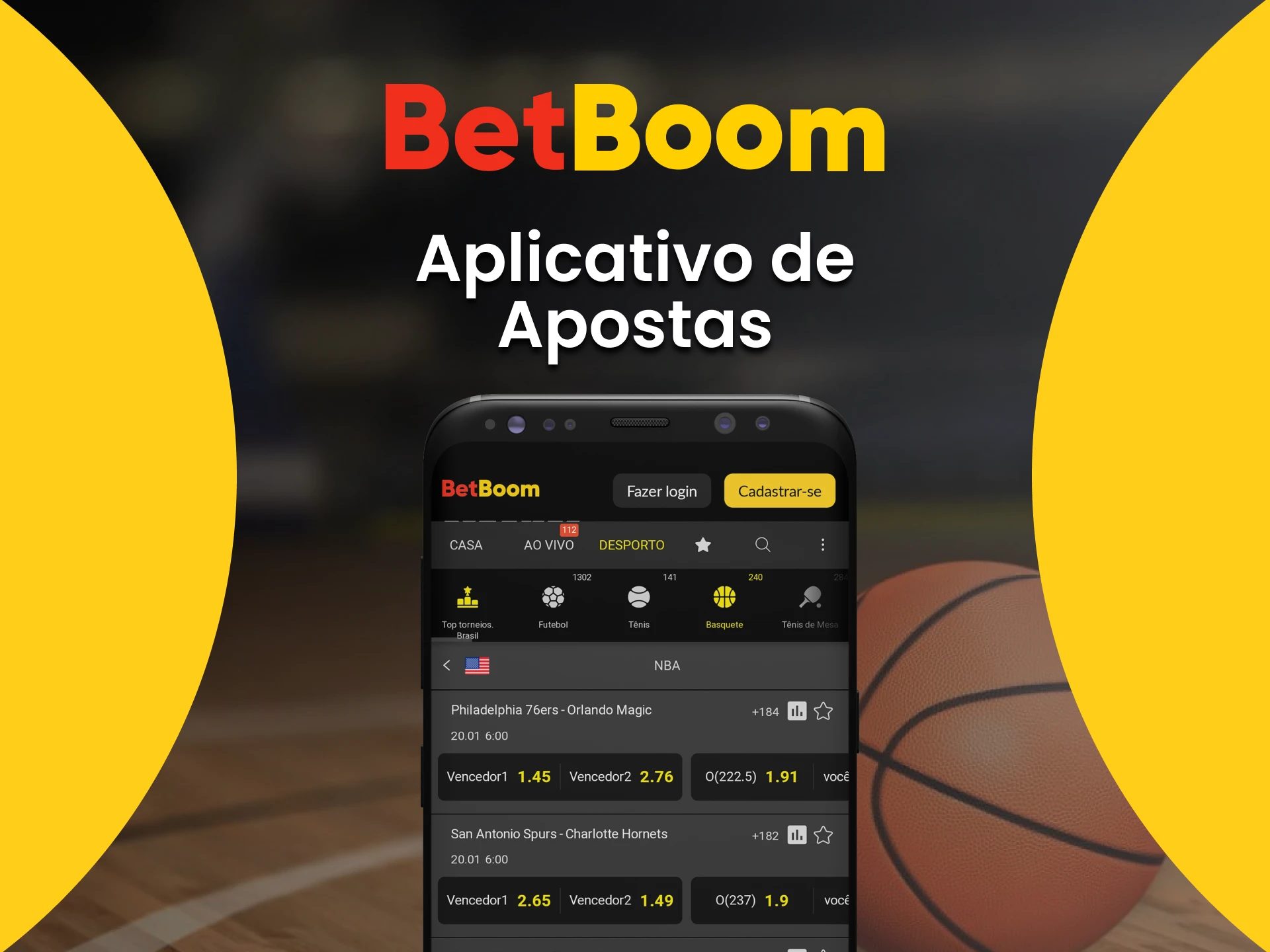 Use seu smartphone para apostar no basquete do BetBoom.