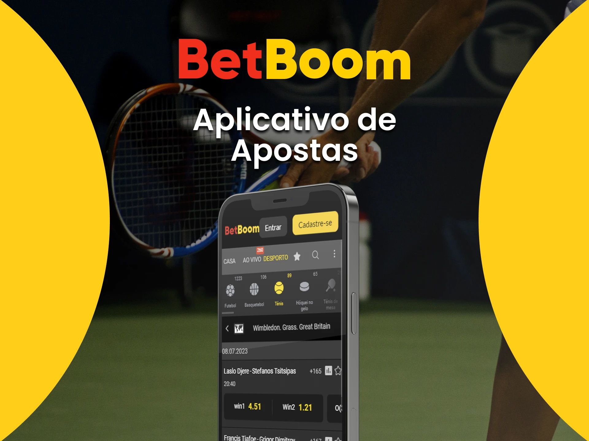 Faça apostas no tênis usando o aplicativo BetBoom.