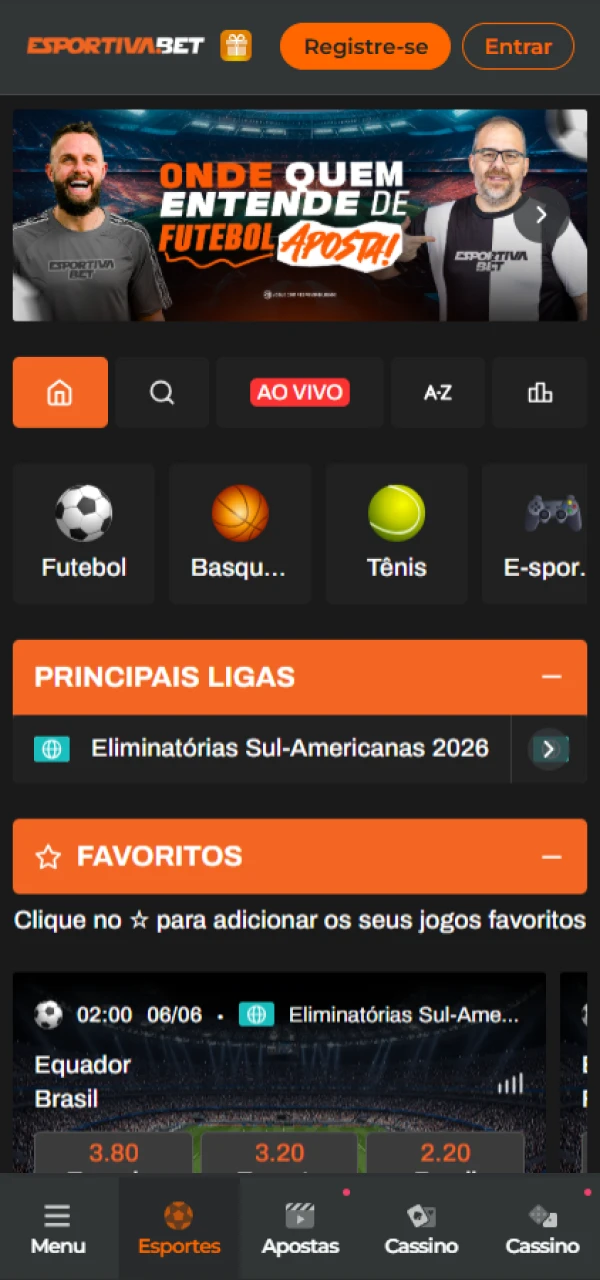 Comece a apostar numa vasta gama de desportos na EsportivaBet.
