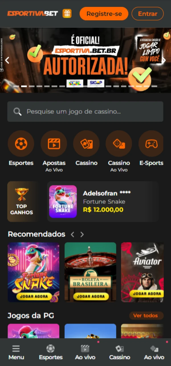 Instale a aplicação EsportivaBet e comece a jogar e a apostar.