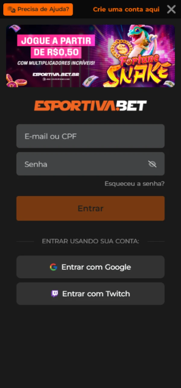 Inicie sessão na sua conta EsportivaBet para jogar Aviator.