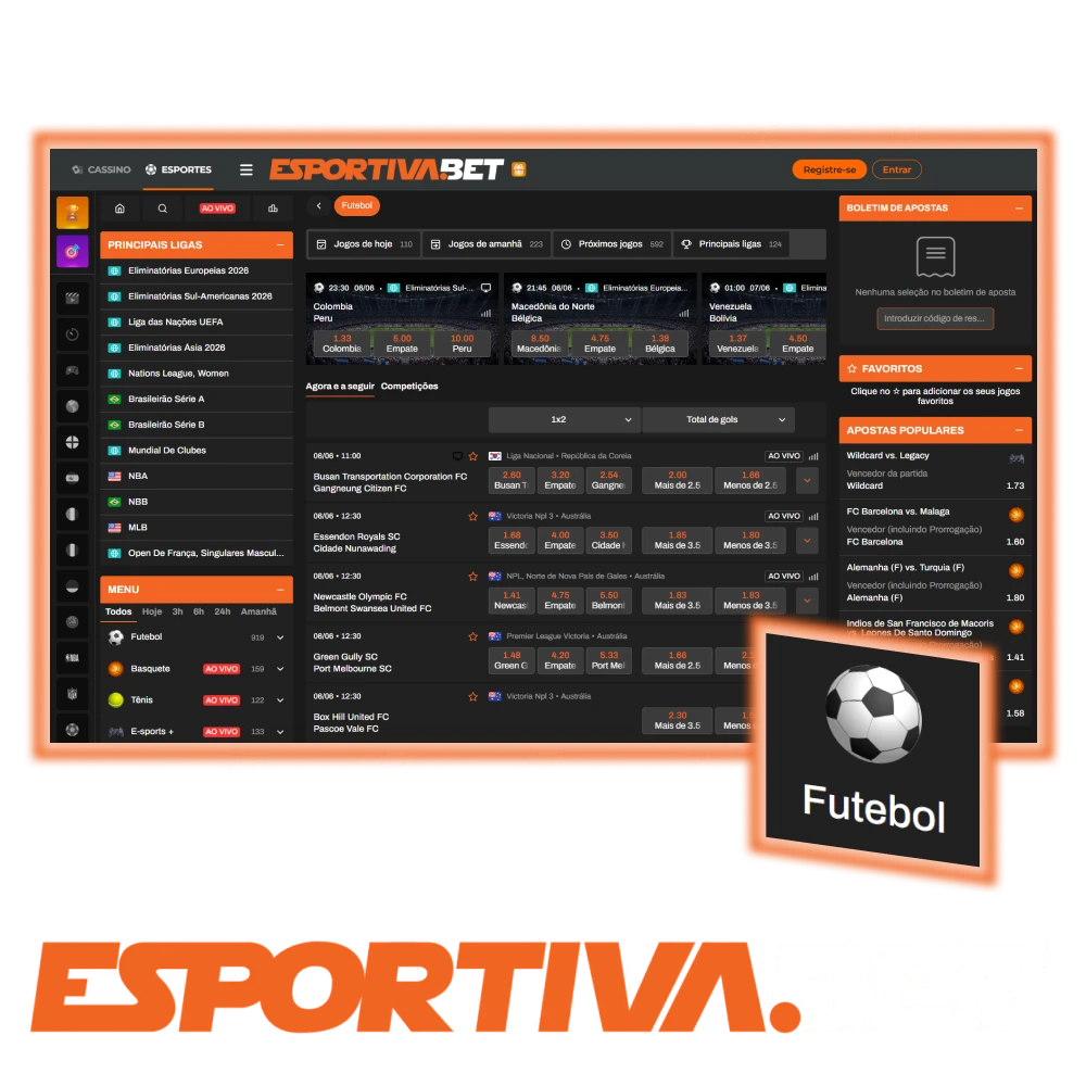 Fazer apostas em jogos de futebol na EsportivaBet.