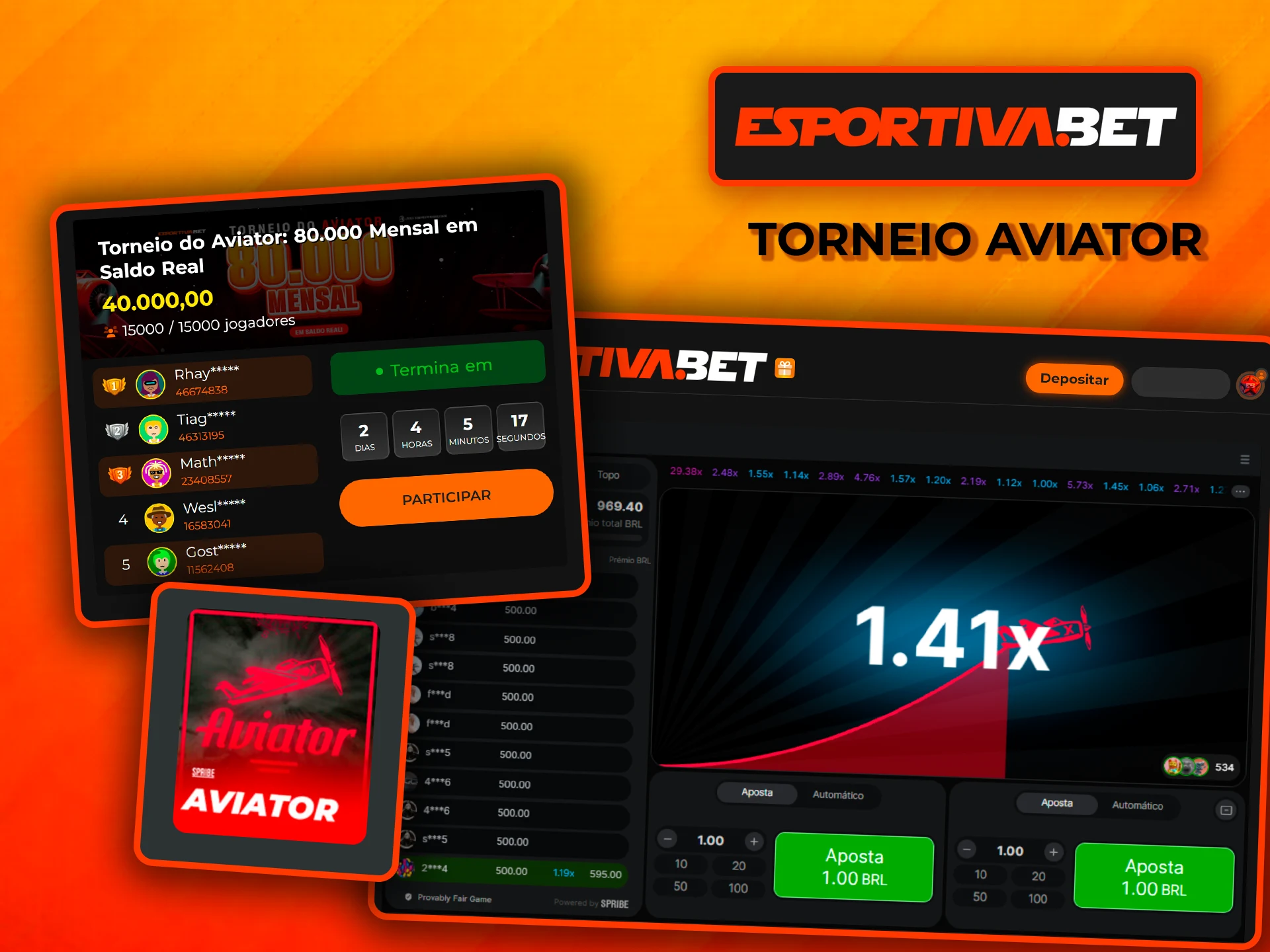 Participe no grande torneio Aviator na EsportivaBet.