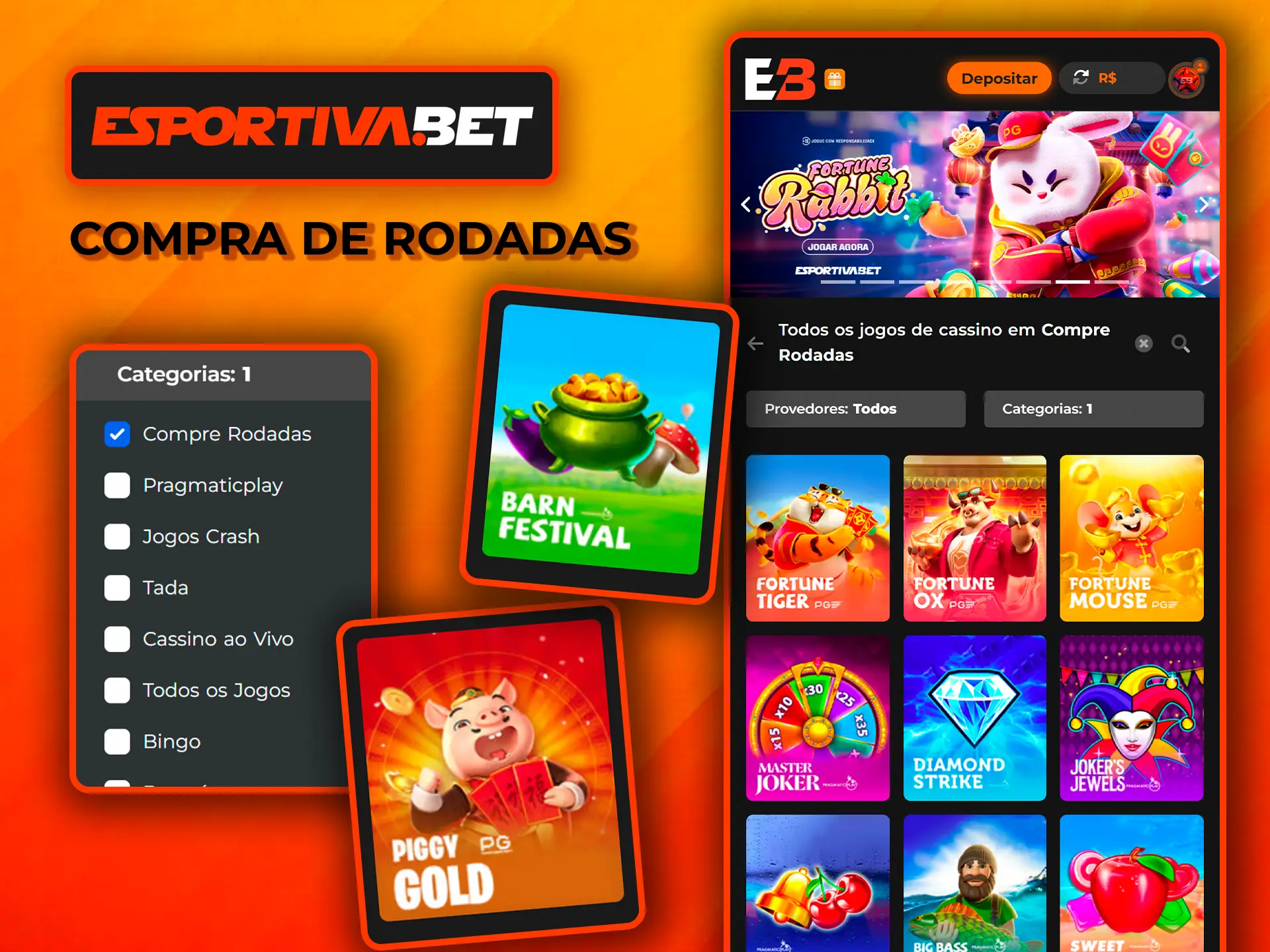 Jogue jogos com a função de compra de rodadas no casino EsportivaBet.