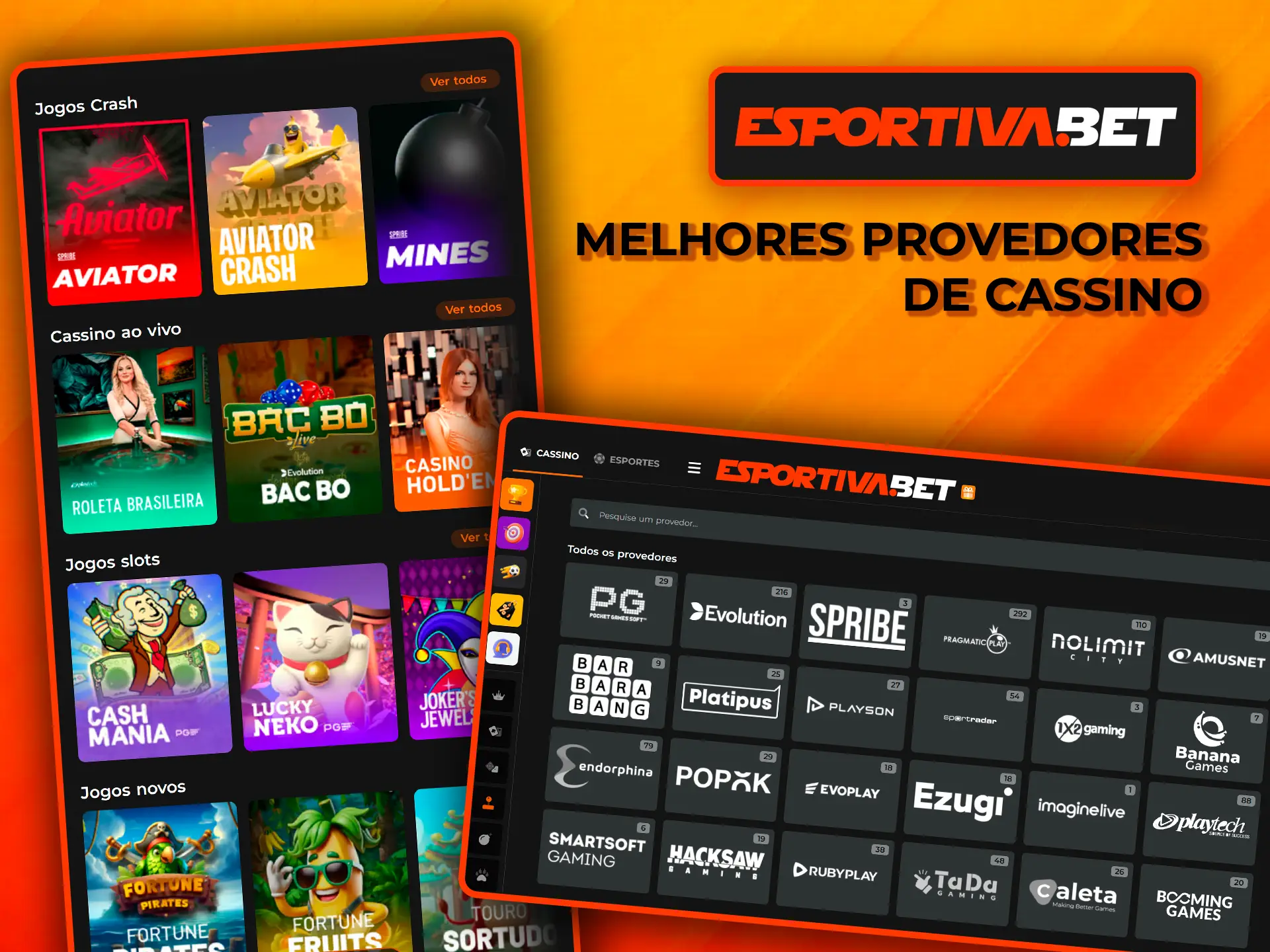 Jogue com os melhores fornecedores no casino EsportivaBet.