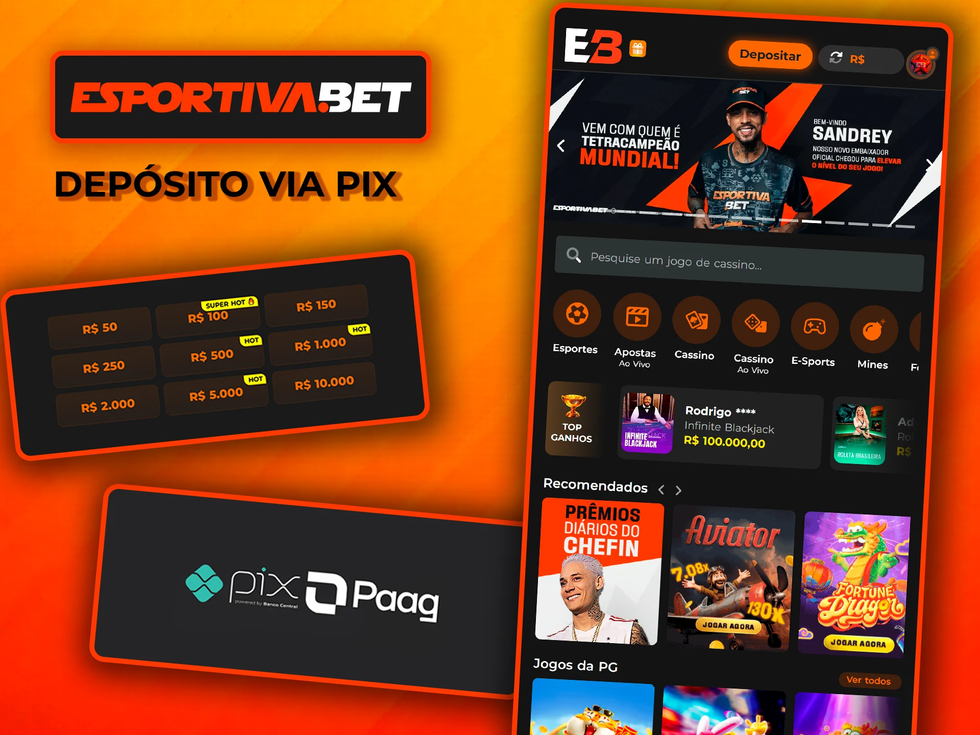 Recarregue o seu saldo através do PIX na EsportivaBet.