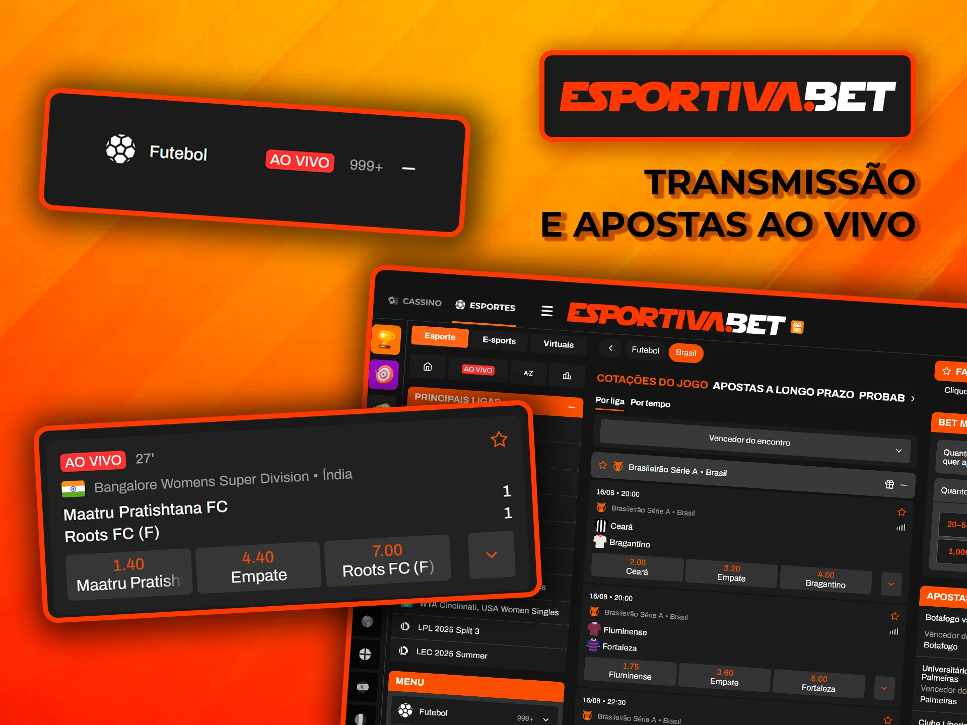 Assista às transmissões e faça apostas em tempo real na EsportivaBet.