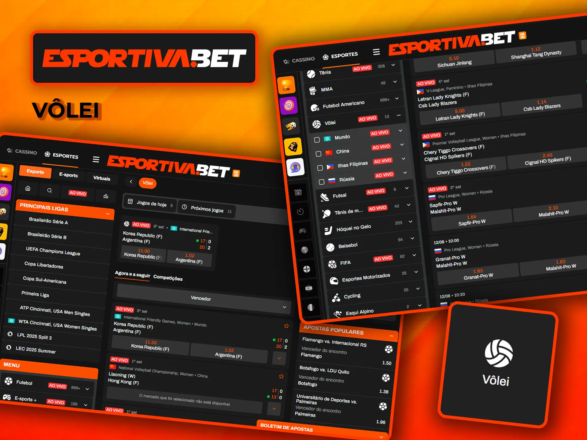 Acompanhe as apostas e resultados da secção de voleibol na EsportivaBet.