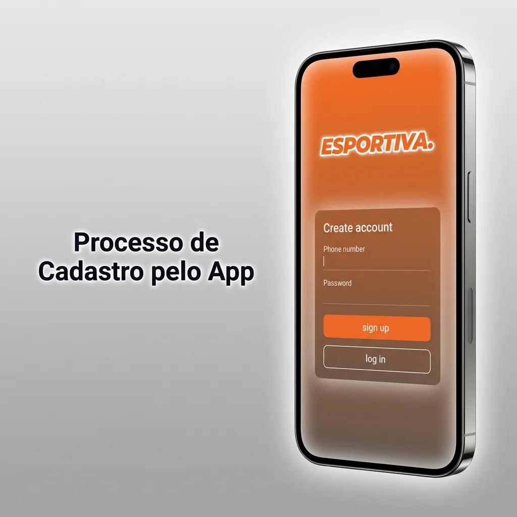 Step-by-step registration process showing mobile app signup screen for Esportiva Bet with form fields and buttons
