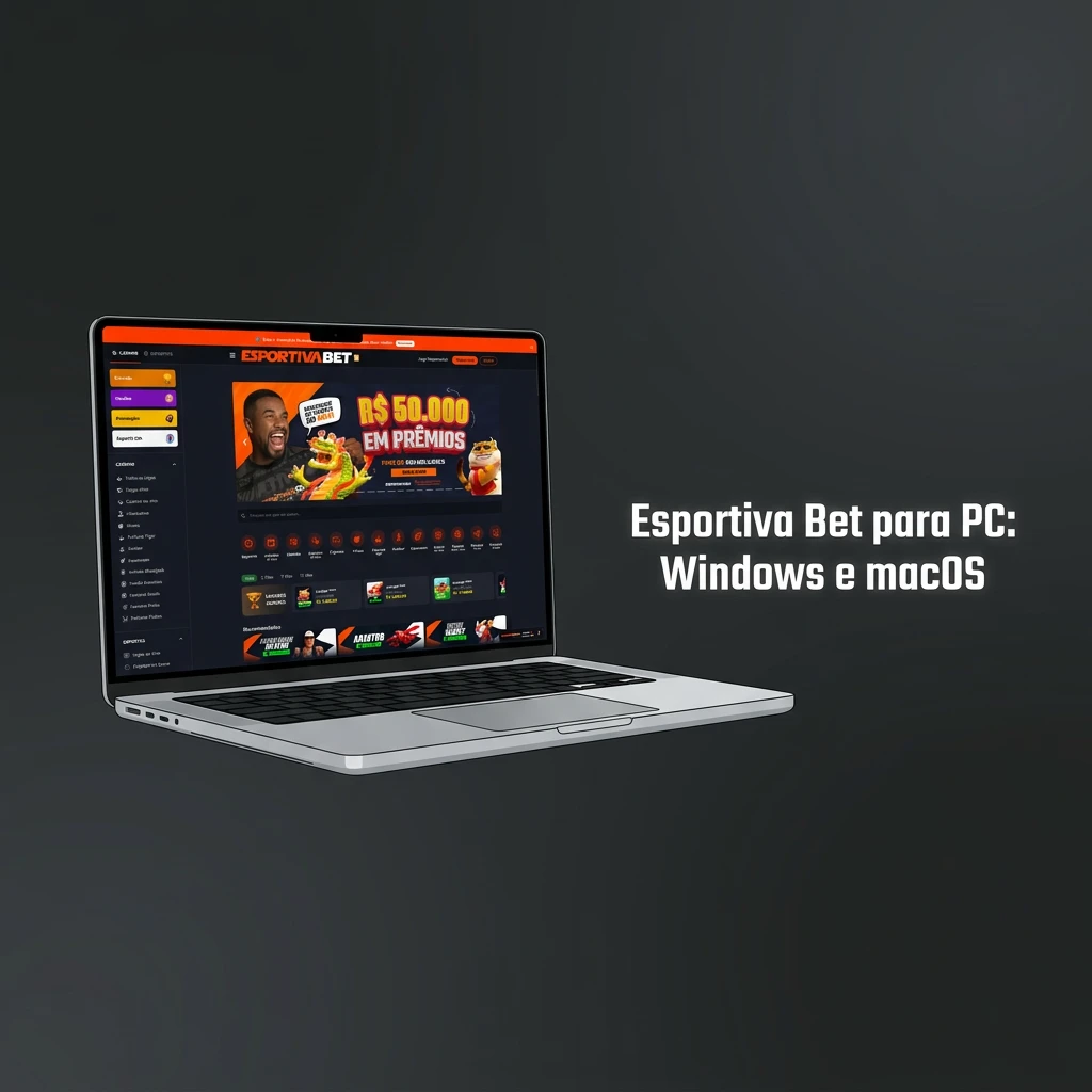 Pessoa usando Esportiva Bet no computador com Windows ou macOS pelo navegador