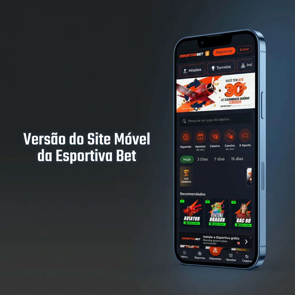 Esportiva Bet mobile website with responsive layout on smartphone and tablet browsers, no app download needed.